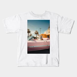 Cool Tiger in a pastel Cabrio in Palm Springs Kids T-Shirt